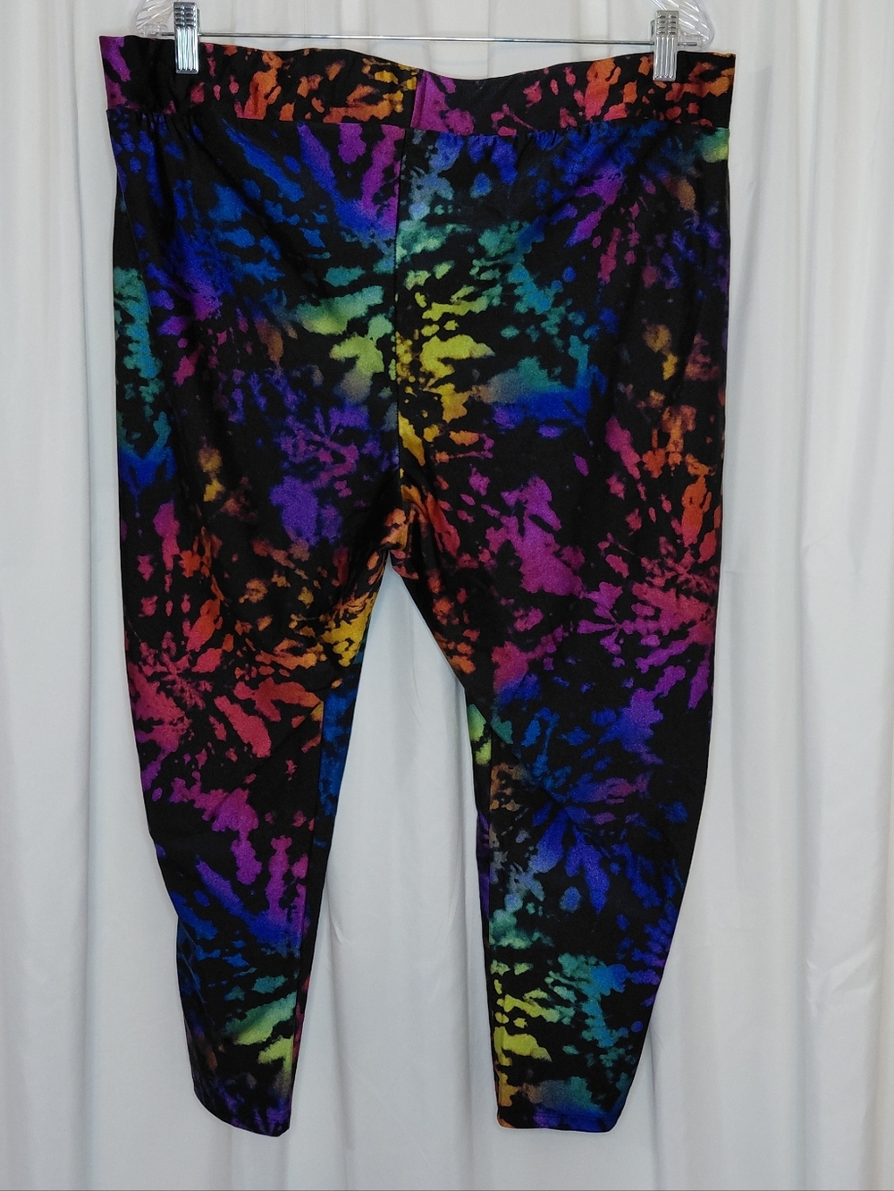 torrid Crop Black Multicolor Rainbow Tie-Dye Stretch Spandex Nylon Leggings - Picture 13 of 14